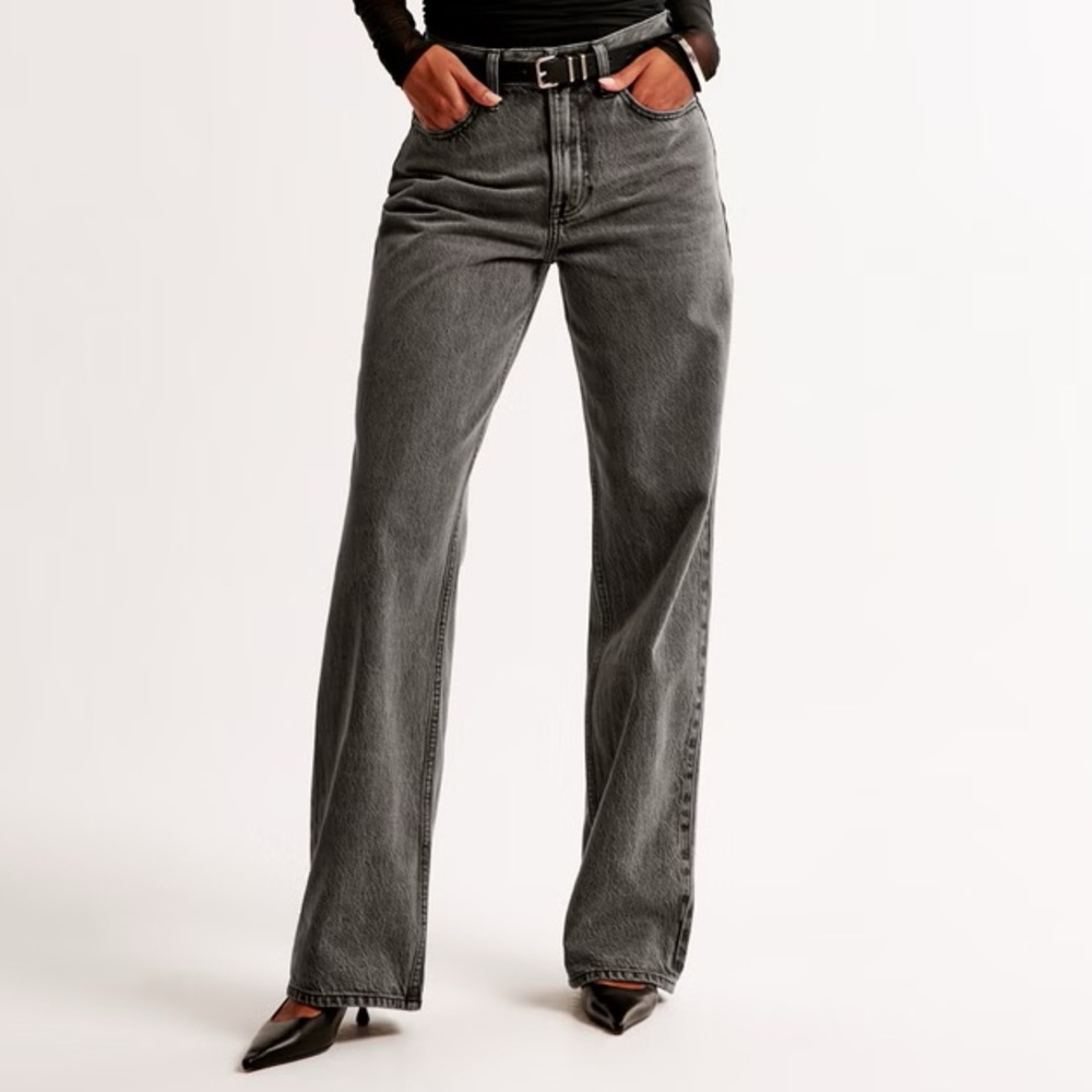 Abercrombie The Loose High Rise Jean Dark Gray 28 6L NWT